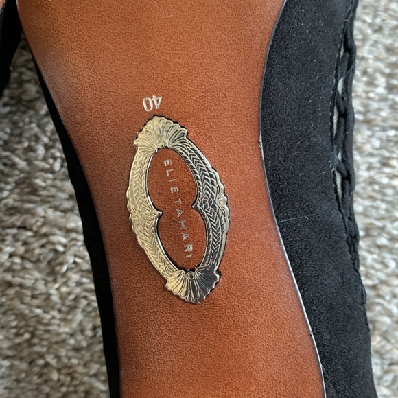 Elie Tahari Shoes.  Black. Size 9.   Velvet with a mesh detail - Picture 9 of 11